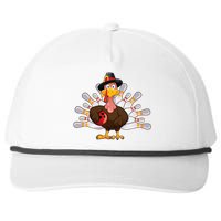 Funny Thanksgiving Turkey Bowling Pin Matching Team Snapback Five-Panel Rope Hat