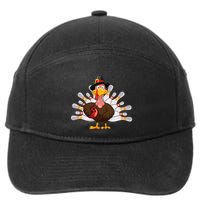 Funny Thanksgiving Turkey Bowling Pin Matching Team 7-Panel Snapback Hat