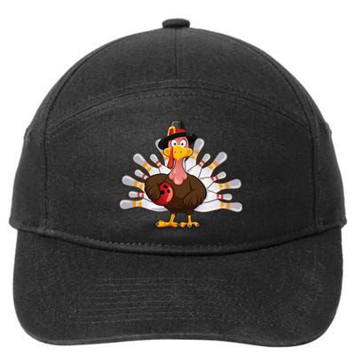 Funny Thanksgiving Turkey Bowling Pin Matching Team 7-Panel Snapback Hat