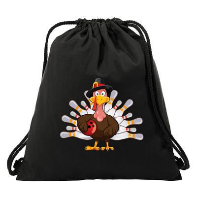 Funny Thanksgiving Turkey Bowling Pin Matching Team Drawstring Bag