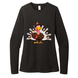 Funny Thanksgiving Turkey Bowling Pin Matching Team Womens CVC Long Sleeve Shirt