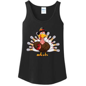 Funny Thanksgiving Turkey Bowling Pin Matching Team Ladies Essential Tank