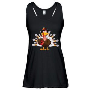 Funny Thanksgiving Turkey Bowling Pin Matching Team Ladies Essential Flowy Tank