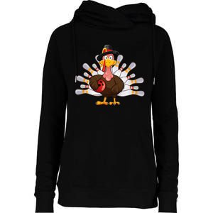 Funny Thanksgiving Turkey Bowling Pin Matching Team Womens Funnel Neck Pullover Hood