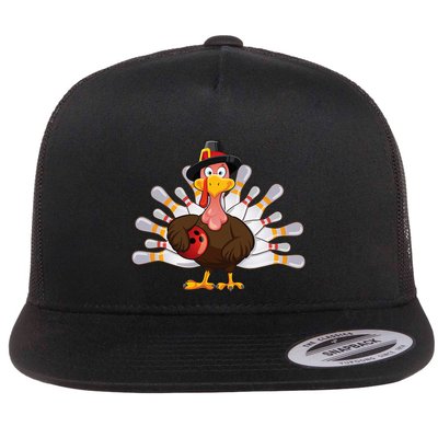 Funny Thanksgiving Turkey Bowling Pin Matching Team Flatbill Hat