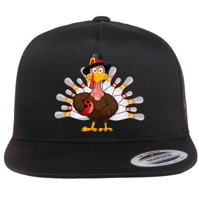 Funny Thanksgiving Turkey Bowling Pin Matching Team Flat Bill Trucker Hat