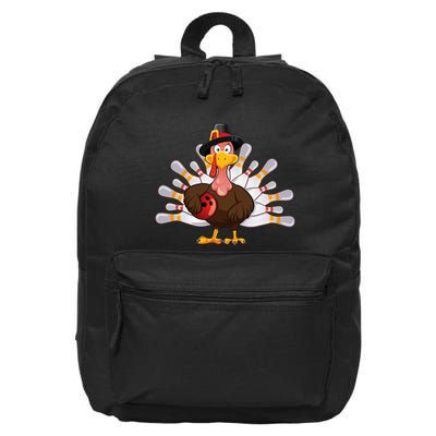 Funny Thanksgiving Turkey Bowling Pin Matching Team 16 in Basic Backpack