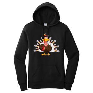 Funny Thanksgiving Turkey Bowling Pin Matching Team Women's Pullover Hoodie