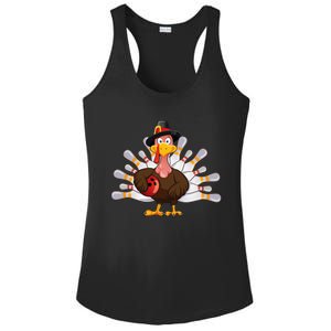 Funny Thanksgiving Turkey Bowling Pin Matching Team Ladies PosiCharge Competitor Racerback Tank