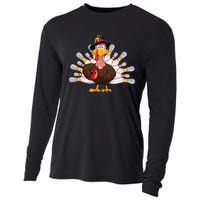 Funny Thanksgiving Turkey Bowling Pin Matching Team Cooling Performance Long Sleeve Crew