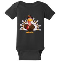 Funny Thanksgiving Turkey Bowling Pin Matching Team Baby Bodysuit