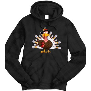 Funny Thanksgiving Turkey Bowling Pin Matching Team Tie Dye Hoodie