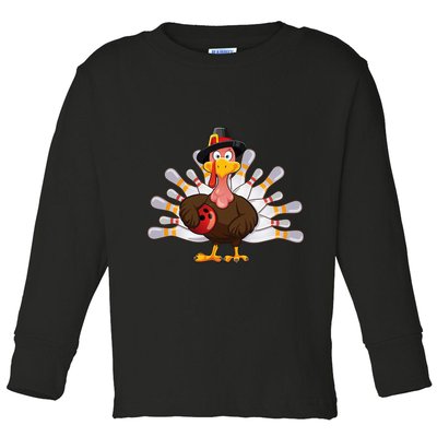 Funny Thanksgiving Turkey Bowling Pin Matching Team Toddler Long Sleeve Shirt
