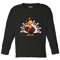 Funny Thanksgiving Turkey Bowling Pin Matching Team Toddler Long Sleeve Shirt
