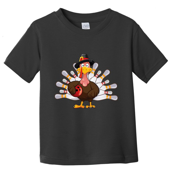 Funny Thanksgiving Turkey Bowling Pin Matching Team Toddler T-Shirt