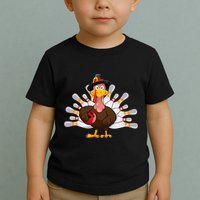 Funny Thanksgiving Turkey Bowling Pin Matching Team Toddler T-Shirt