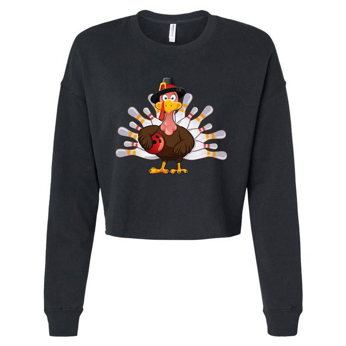 Funny Thanksgiving Turkey Bowling Pin Matching Team Cropped Pullover Crew