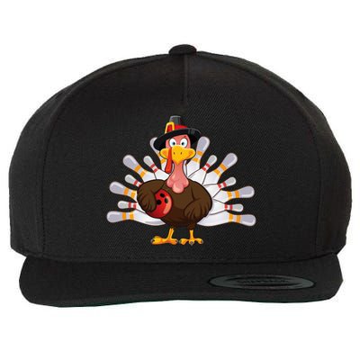 Funny Thanksgiving Turkey Bowling Pin Matching Team Wool Snapback Cap