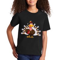 Funny Thanksgiving Turkey Bowling Pin Matching Team Kids T-Shirt