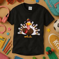 Funny Thanksgiving Turkey Bowling Pin Matching Team Kids T-Shirt