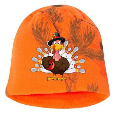 Funny Thanksgiving Turkey Bowling Pin Matching Team Kati - Camo Knit Beanie