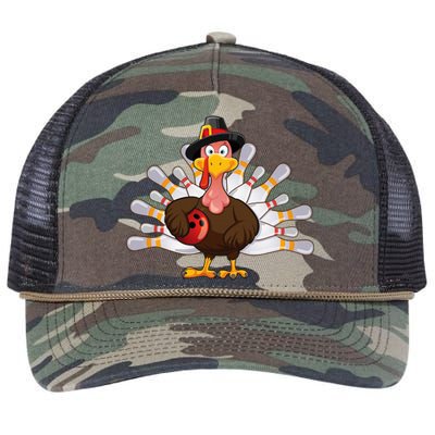 Funny Thanksgiving Turkey Bowling Pin Matching Team Retro Rope Trucker Hat Cap