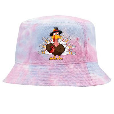 Funny Thanksgiving Turkey Bowling Pin Matching Team Tie-Dyed Bucket Hat