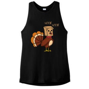 Funny Thanksgiving Turkey Dog Ladies PosiCharge Tri-Blend Wicking Tank