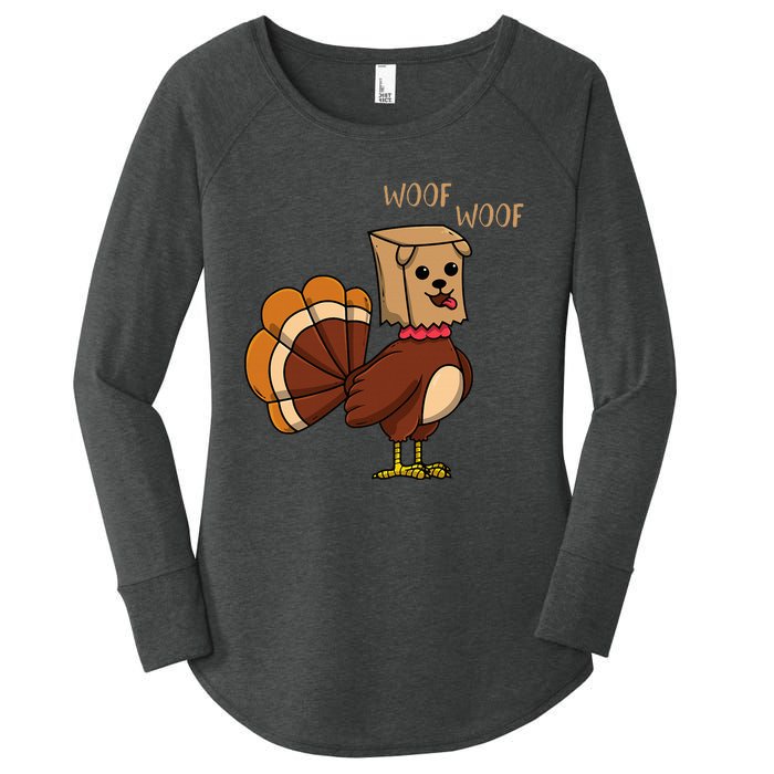 Funny Thanksgiving Turkey Dog Women's Perfect Tri Tunic Long Sleeve Shirt