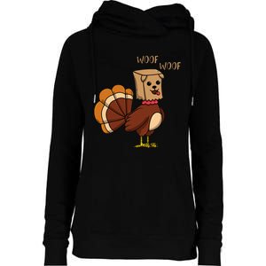 Funny Thanksgiving Turkey Dog Womens Funnel Neck Pullover Hood