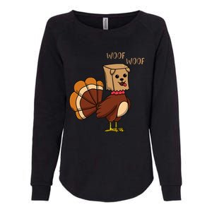 Funny Thanksgiving Turkey Dog Womens California Wash Sweatshirt