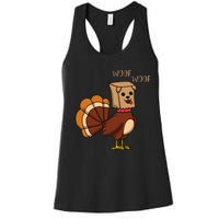 Funny Thanksgiving Turkey Dog Women's Racerback Tank