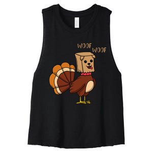 Funny Thanksgiving Turkey Dog Women's Racerback Cropped Tank