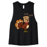 Funny Thanksgiving Turkey Dog Women's Racerback Cropped Tank