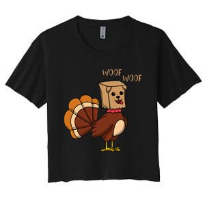 Funny Thanksgiving Turkey Dog Women's Crop Top Tee