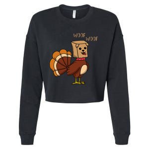 Funny Thanksgiving Turkey Dog Cropped Pullover Crew