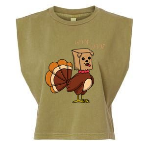 Funny Thanksgiving Turkey Dog Garment-Dyed Women's Muscle Tee