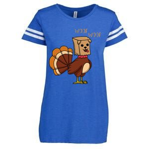 Funny Thanksgiving Turkey Dog Enza Ladies Jersey Football T-Shirt