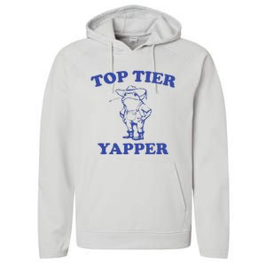 Funny Top Tier Yapper Funny Meme Cowboy Frog Yapping Quote Performance Fleece Hoodie