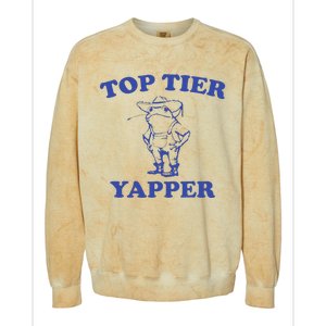 Funny Top Tier Yapper Funny Meme Cowboy Frog Yapping Quote Colorblast Crewneck Sweatshirt