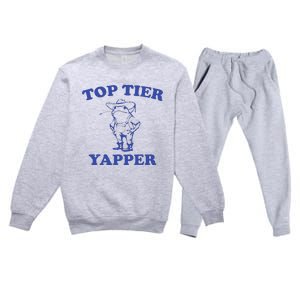 Funny Top Tier Yapper Funny Meme Cowboy Frog Yapping Quote Premium Crewneck Sweatsuit Set