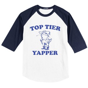 Funny Top Tier Yapper Funny Meme Cowboy Frog Yapping Quote Baseball Sleeve Shirt