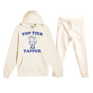 Funny Top Tier Yapper Funny Meme Cowboy Frog Yapping Quote Premium Hooded Sweatsuit Set