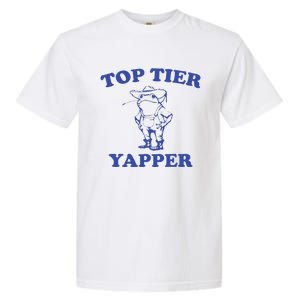 Funny Top Tier Yapper Funny Meme Cowboy Frog Yapping Quote Garment-Dyed Heavyweight T-Shirt