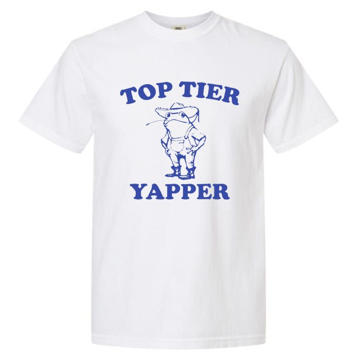 Funny Top Tier Yapper Funny Meme Cowboy Frog Yapping Quote Garment-Dyed Heavyweight T-Shirt