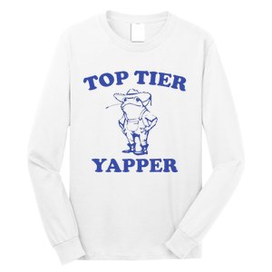 Funny Top Tier Yapper Funny Meme Cowboy Frog Yapping Quote Long Sleeve Shirt