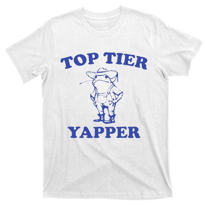 Funny Top Tier Yapper Funny Meme Cowboy Frog Yapping Quote T-Shirt