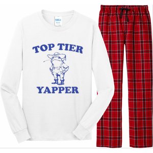 Funny Top Tier Yapper Funny Meme Cowboy Frog Yapping Quote Long Sleeve Pajama Set