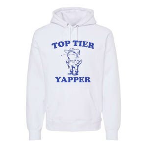 Funny Top Tier Yapper Funny Meme Cowboy Frog Yapping Quote Premium Hoodie