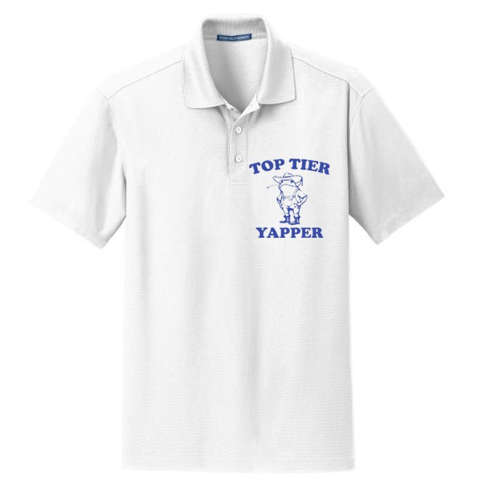 Funny Top Tier Yapper Funny Meme Cowboy Frog Yapping Quote Dry Zone Grid Polo